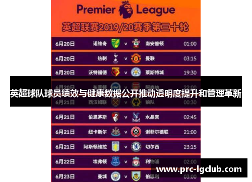 英超球队球员绩效与健康数据公开推动透明度提升和管理革新